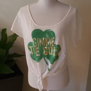 VS Pink St. Patrick's Day Cropped Tee Size XS